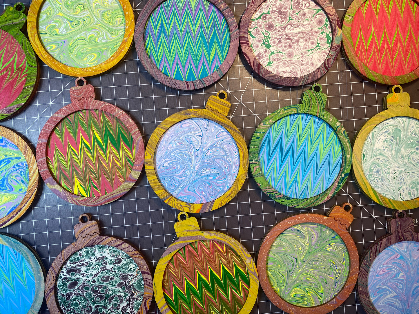 Wooden Marbled Ornament