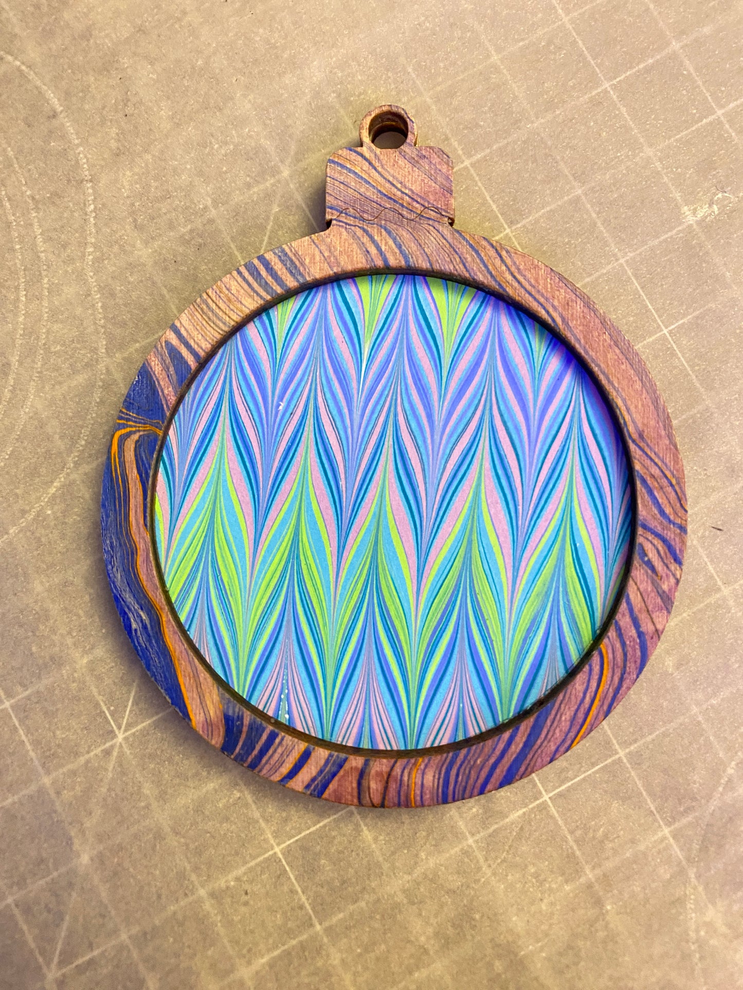 Wooden Marbled Ornament